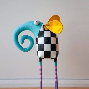Interior Toy Elephant Chess , Handmade Doll, Paint